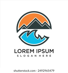 Symbol simple Mountain Logo with line art style Illustration logo design