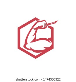 symbol single arm or biceps holding knife muscle, for gym sport fitness, icon vector