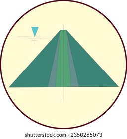 Symbol with a sketch of a landfill dam with a core in the center