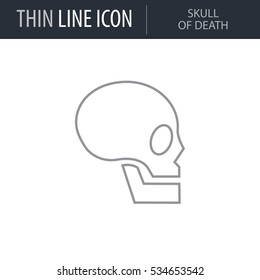 Symbol of Skull of Death. Thin line Icon of Icons Of Biochemistry And Genetics Icon. Stroke Pictogram Graphic for Web Design. Quality Outline Vector Symbol Concept. Premium Mono Linear Beautiful