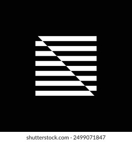 Symbol of a sliced road crossing. Black and white color like zebra cross