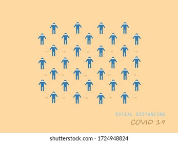 Symbol Social distancing, keep distance in public society people to protect from COVID-19 coronavirus outbreak spreading concept