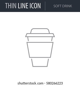 Symbol of Soft Drink. Thin line Icon of Beverage. Stroke Pictogram Graphic for Web Design. Quality Outline Vector Symbol Concept. Premium Mono Linear Beautiful Plain Laconic Logo