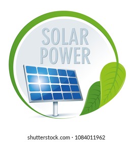 Symbol solar panels produce green energy
