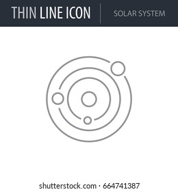 Symbol of Solar System. Thin line Icon of Set of Space. Stroke Pictogram Graphic for Web Design. Quality Outline Vector Symbol Concept. Premium Mono Linear Beautiful Plain Laconic Logo