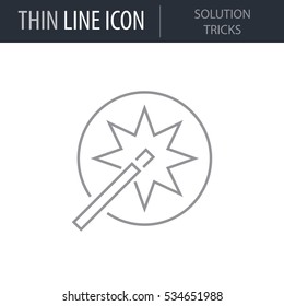 Symbol of Solution Tricks Thin line Icon of Design Thinking. Stroke Pictogram Graphic for Web Design. Quality Outline Vector Symbol Concept. Premium Mono Linear Beautiful Plain Laconic Logo