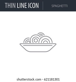 Symbol of Spaghetti. Thin line Icon of Food. Stroke Pictogram Graphic for Web Design. Quality Outline Vector Symbol Concept. Premium Mono Linear Beautiful Plain Laconic Logo