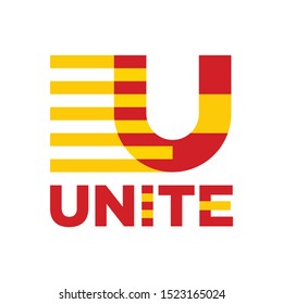 Symbol of Spain and Catalan Unite. Icon Flag. vector Illustration.