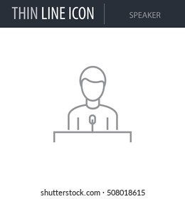Symbol of Speaker Thin line Icon of Business. Stroke Pictogram Graphic for Web Design. Quality Outline Vector Symbol Concept. Premium Mono Linear Beautiful Plain Laconic Logo