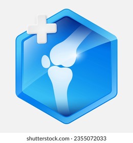 Symbol of a specialized orthopedic hospital. Treats knee joints and inflammation. Health Bone symbol icon.