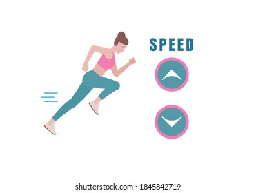 Symbol Speed the treadmill gradient. arrow press to speed up.to help you lose some kilos as well as perform essential cardio exercises. Fitness and health concepts. illustration in cartoon style.