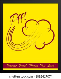 Symbol of speed, wind, movement, blowing off. For your design and work with text. Vector objects are grouped, isolated and convenient in use. Colorful hand drawn stock illustration.