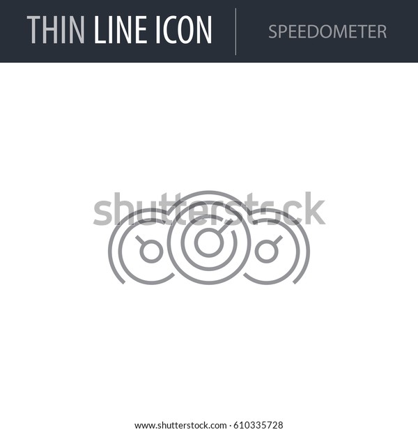 Symbol\
of Speedometer. Thin line Icon of Car elements. Stroke Pictogram\
Graphic for Web Design. Quality Outline Vector Symbol Concept.\
Premium Mono Linear Beautiful Plain Laconic\
Logo