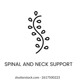Symbol of spinal and neck support used for orthopedic pillow promotions mattress branding and health-related content, line icon in vector with editable stroke
