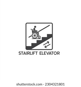 symbol of stairlift elevator, vector art.