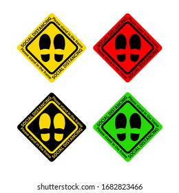 Symbol of The standpoint in a frame with the text  According to the concept, stop the spread of germs by making a social distance.