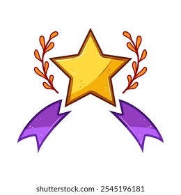 symbol star badge cartoon. achievement pin, medal distinction, accolade decoration symbol star badge sign. isolated symbol vector illustration