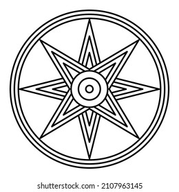 Symbol of the Star of Ishtar or Inanna, also known as Star of Venus. Usually depicted with eight points, symbol of ancient Sumerian goddess Inanna and her East Semitic counterpart Ishtar. Illustration