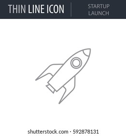 Symbol of Startup Launch. Thin line Icon of Icons Of Startup And Development. Stroke Pictogram Graphic for Web Design. Quality Outline Vector Symbol Concept. Premium Mono Linear Beautiful Plain