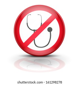 Symbol stethoscope. Sign ban wiretapping, surveillance and espionage. No supervision, no prosecution, no spyware. Vector illustration, editable and isolated.