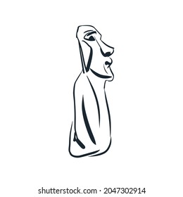 Symbol stone from Easter Island vector sketches. Logo ancient stone idol. Chilean Moai Illustrations
