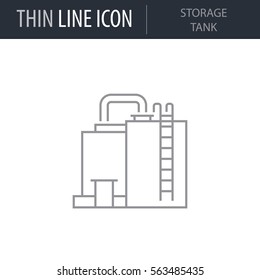 Symbol of Storage Tank Thin line Icon of Heavy And Power Industry. Stroke Pictogram Graphic for Web Design. Quality Outline Vector Symbol Concept. Premium Mono Linear Beautiful Plain Laconic Logo