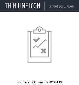 Symbol of Strategic Plan Thin line Icon of Business. Stroke Pictogram Graphic for Web Design. Quality Outline Vector Symbol Concept. Premium Mono Linear Beautiful Plain Laconic Logo