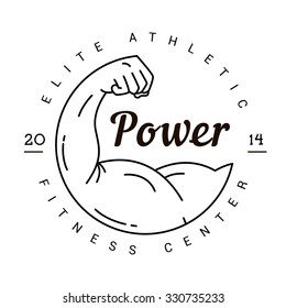 A symbol of strength. Logo for a fitness club in vintage style. Stamp Sports