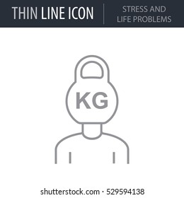 Symbol of Stress and Life Problems Thin line Icon of Conscious Living and Friends Relations. Stroke Pictogram Graphic for Web Design. Quality Outline Vector Symbol Concept. Premium Mono Linear