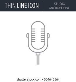 Symbol of Studio Microphone Thin line Icon of Electronics And Devices. Stroke Pictogram Graphic for Web Design Quality Outline Vector Symbol Concept. Premium Mono Linear Beautiful Plain Laconic Logo