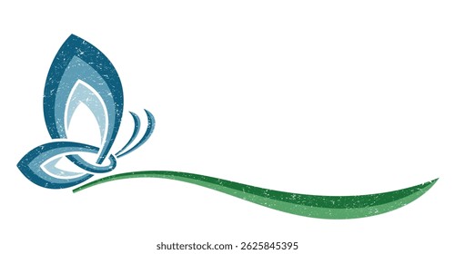 The symbol of a stylized blue butterfly.
