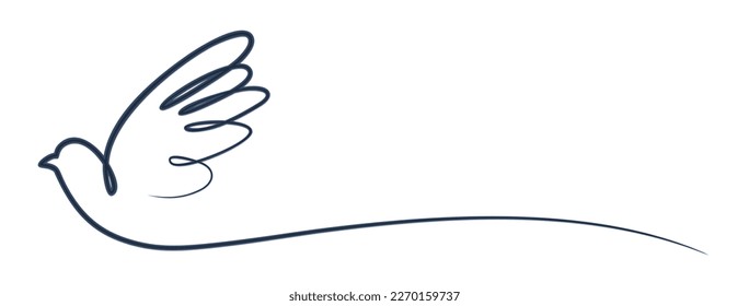 The symbol of a stylized flying blue pigeon.
