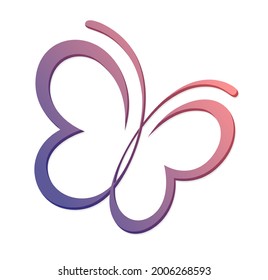 The Symbol Of Stylized Flying Butterfly.