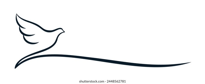 Symbol of a stylized flying pigeon. 