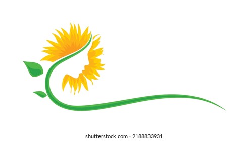 A symbol of a stylized garden sunflower.