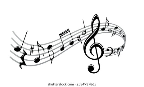 The symbol of a stylized musical notes.
