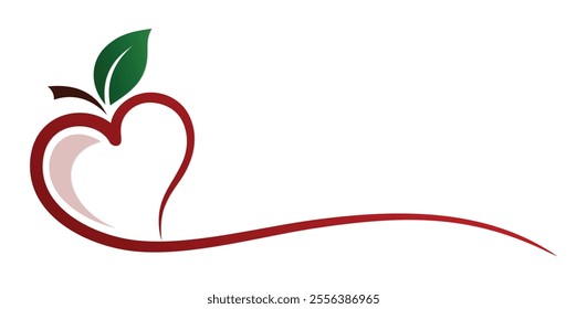 The symbol of stylized red apple with leaf.