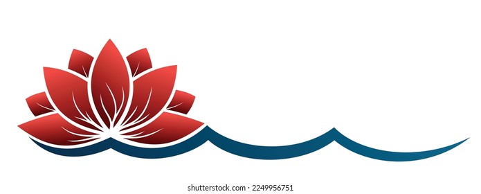 Un símbolo del loto rojo estilizado.   
