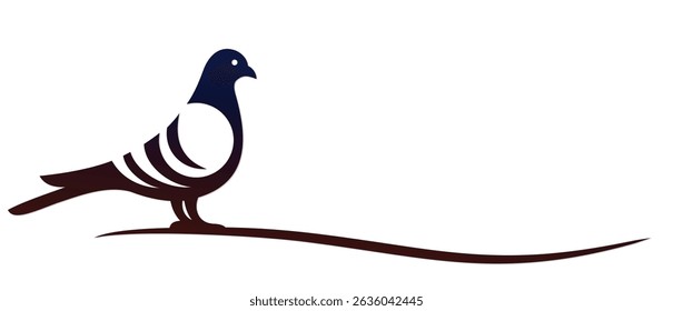 O símbolo de um pombo urbano estilizado.
