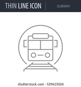 Symbol of Subway. Thin line Icon of Icons Of City Elements. Stroke Pictogram Graphic for Web Design. Quality Outline Vector Symbol Concept. Premium Mono Linear Beautiful Plain Laconic Logo