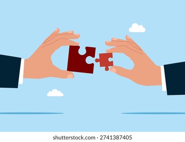 Symbol of success, creativity. Insufficient size of jigsaw puzzle. problem challenge. Business solution with people team completing puzzle. Vector illustration