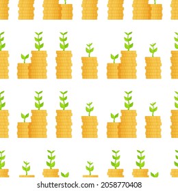 A symbol of success, wealth and power. Vector illustration of growing bitcoin. 