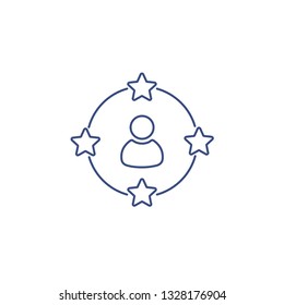 Symbol of  successful experience . Client satisfaction. Vector linear icon.