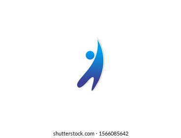 symbol of successful people logo design with blue color concept