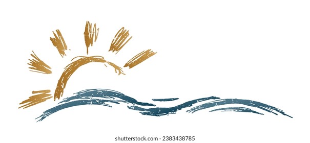 The symbol of sun and blue wave. 
