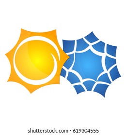 A symbol of the sun and a snowflake. Air conditioning and ventilation.