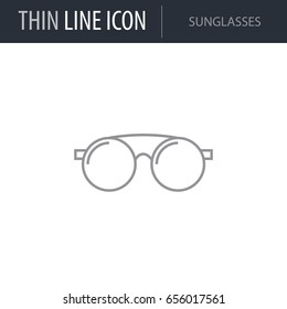 Symbol of Sunglasses. Thin line Icon of Fashion. Stroke Pictogram Graphic for Web Design. Quality Outline Vector Symbol Concept. Premium Mono Linear Beautiful Plain Laconic Logo