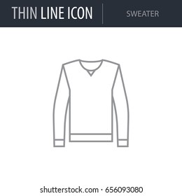 Symbol of Sweater. Thin line Icon of Fashion. Stroke Pictogram Graphic for Web Design. Quality Outline Vector Symbol Concept. Premium Mono Linear Beautiful Plain Laconic Logo