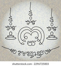 Symbol Talisman,Thai ancient traditional tattoo name in thai language is yant Na Metta Powerful.Hindu or Buddhist sign representing path to enlightenment