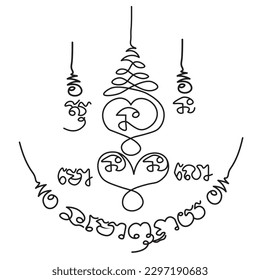 Symbol Talisman,Thai ancient traditional tattoo name in thai language is yant Na Metta Powerful.Hindu or Buddhist sign representing path to enlightenment